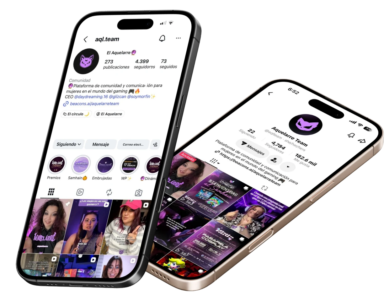 Perfiles de Aquelarre en Instagram y TikTok